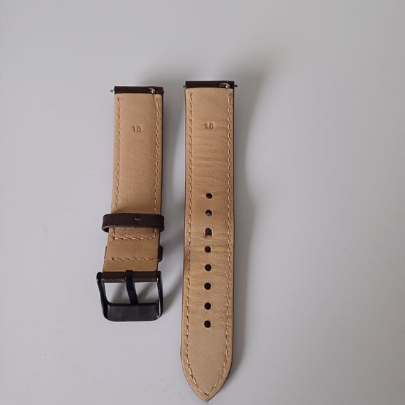 Coffee Brown Watch Band for Smart Watches with Quick Release Button Width 18 mm - Picture 2 of 7